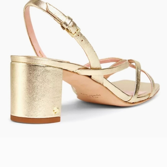 Kate Spade Renee Leather Heels In Pale Gold Size 8. - Picture 5 of 7